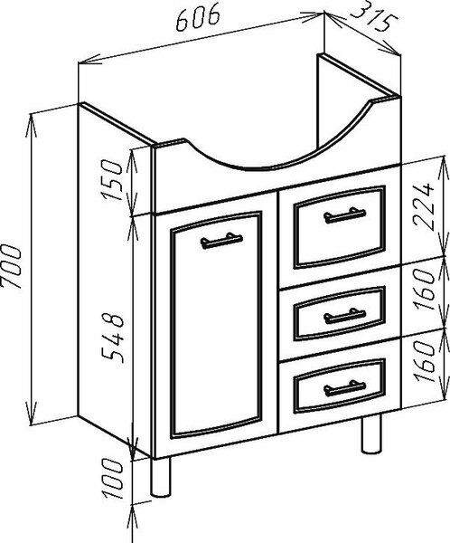 Тумба под раковину Bellezza Классик 65 4631909700010